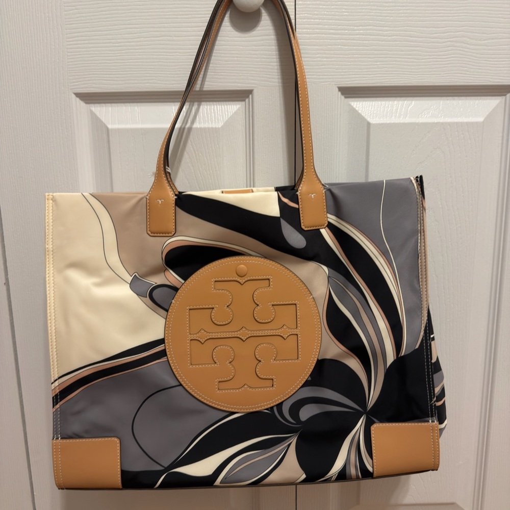 Tory Burch Black and Tan Tote Bag